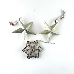 Set of Three Silver Star Ornaments